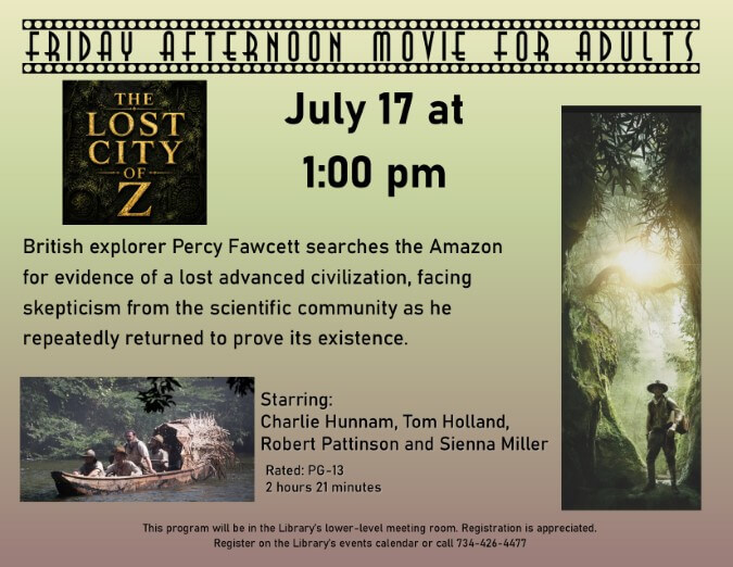 Afternoon Movie Lost City of Z horiz